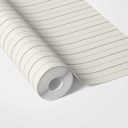 Neutral Geometric Striped Traditional Wallpaper Sample (Sage Grey/ Beige/ Cream)