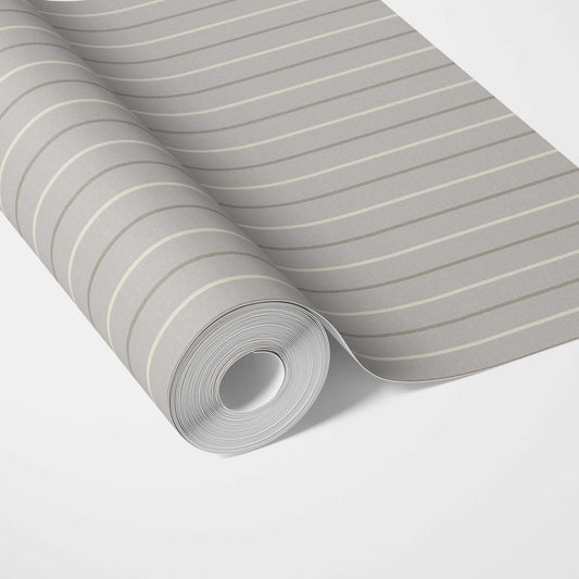 Neutral Geometric Striped Traditional Wallpaper Sample (Grey)