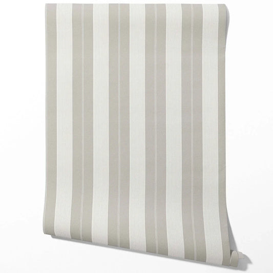 Neutral Geometric Striped Traditional Wallpaper Sample (Grey)