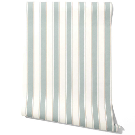 Geometric Striped Traditional Wallpaper Sample (Mint Green/ Grey)