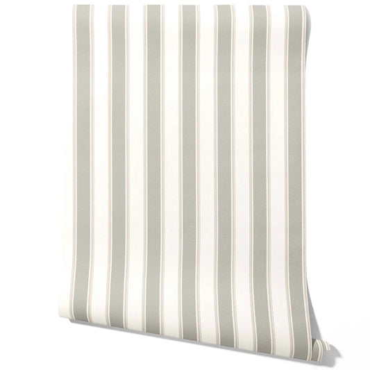 Neutral Geometric Striped Traditional Wallpaper Sample (Grey/ Beige/ Taupe)