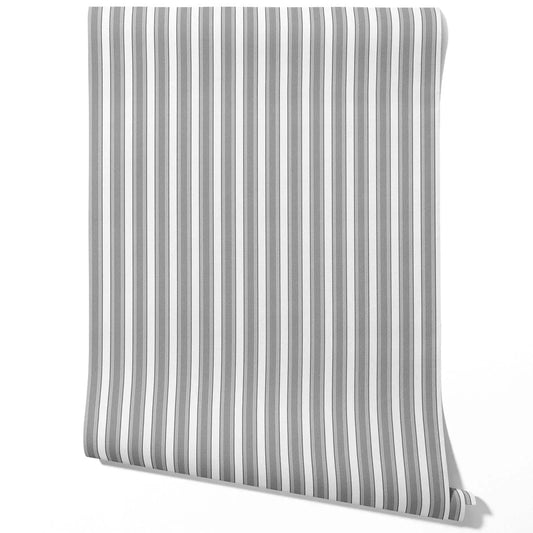 Neutral Geometric Striped Traditional Wallpaper (Grey)