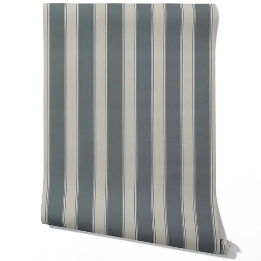 Neutral Geometric Striped Traditional Wallpaper Sample (Slate Grey)