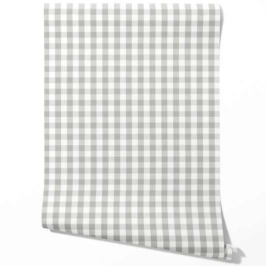 Geometric Gingham Traditional Wallpaper Sample (Grey)