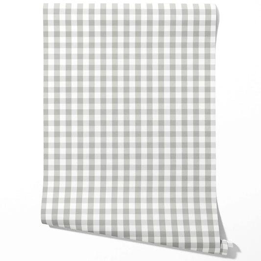 Geometric Gingham Traditional Wallpaper Sample (Grey)