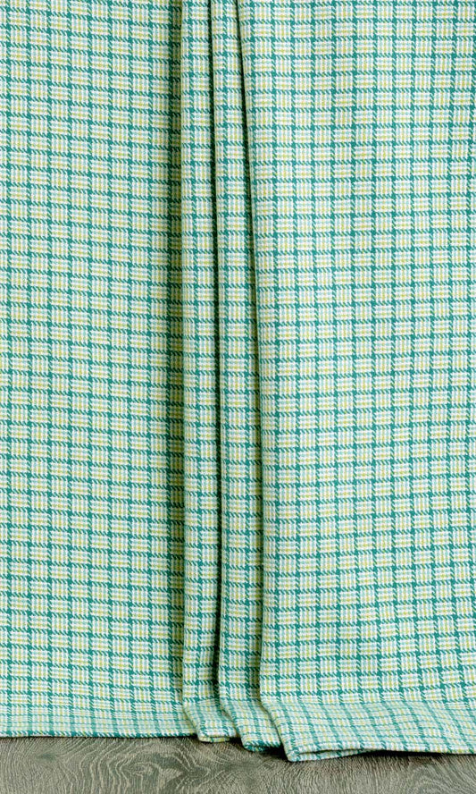 Basketweave Cotton Home Decor Fabric Sample (Green/ Blue)