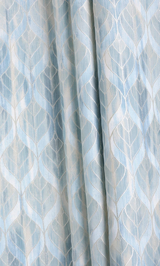 Petal Patterned Window Curtains (Blue)