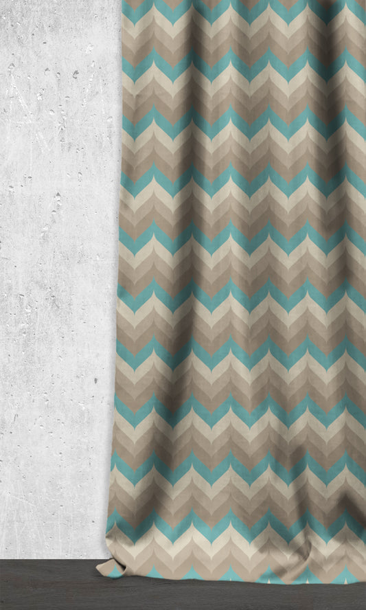 Light Blocking Home Décor Fabric Sample (Cream/ Grey/ Blue)