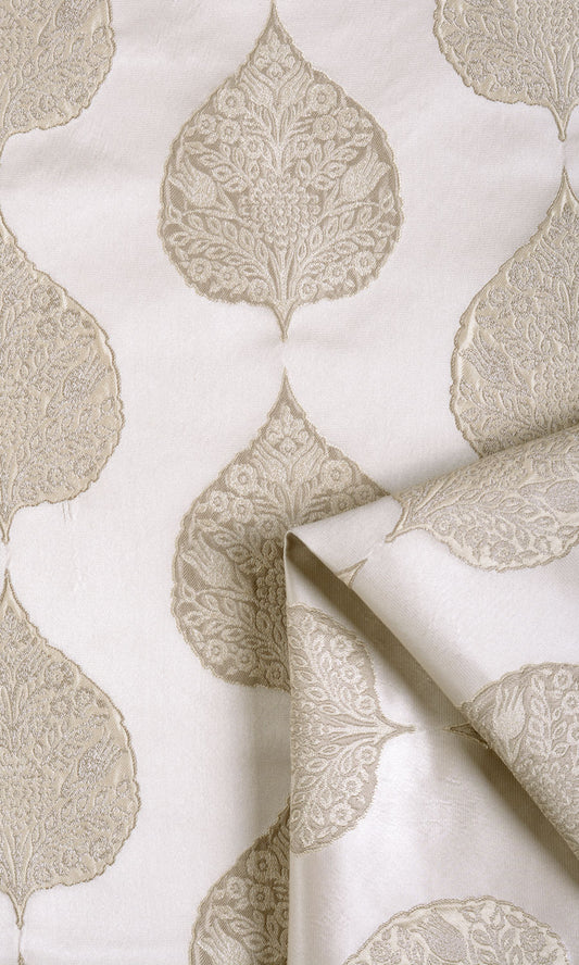Ogee Patterned Home Decor Fabric Sample (Ivory/ Beige)