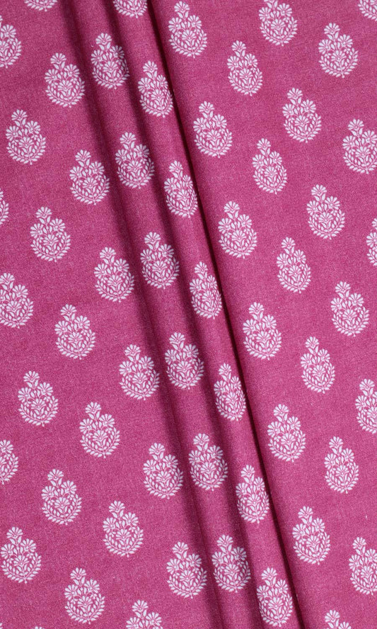 Floral Cotton Window Curtains (Magenta Pink)