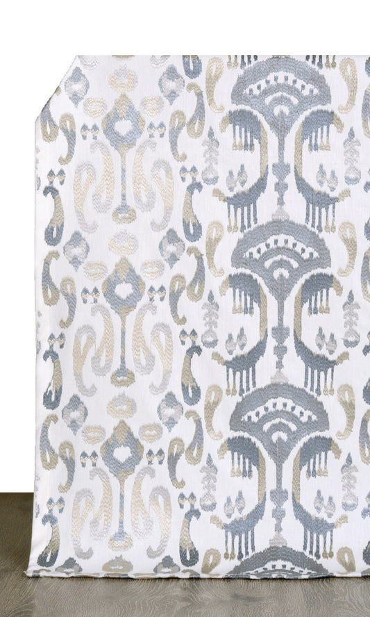 Ikat Print Home Decor Fabric Sample (Gray/ Beige/ White)