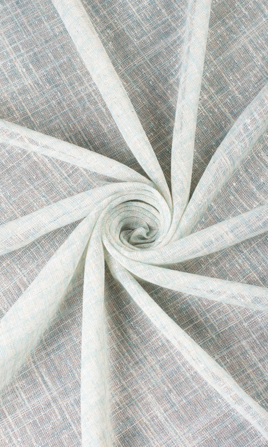 Sheer Linen Checked Curtain Panels (Light Blue)