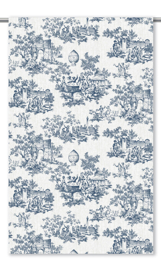 Toile de Jouy Drapes (Navy Blue/ White)