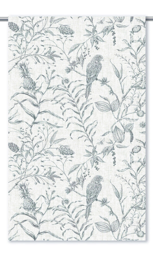 Botanical Toile Window Curtains (Slate Blue/ White)