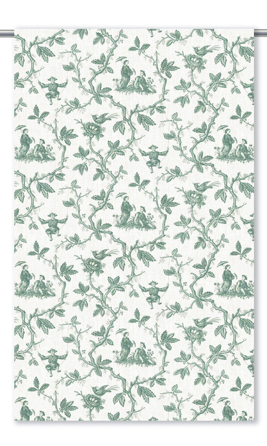 Toile de Jouy Home Decor Fabric By the Yard (Duck Egg Blue/ White)