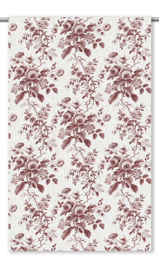 Floral Toile Drapes (Maroon Red/ White)
