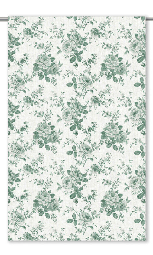 Floral Toile Home Decor Fabric By the Yard (Duck Egg Blue/ White)