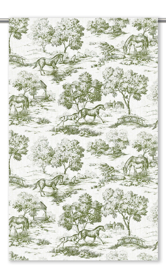 Toile de Jouy Home Decor Fabric Sample (Fern Green/ White)