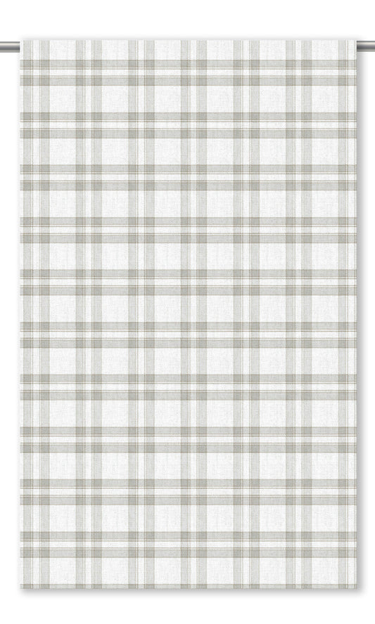 Windowpane Check Home Decor Fabric Sample (Smoke Gray/ White)