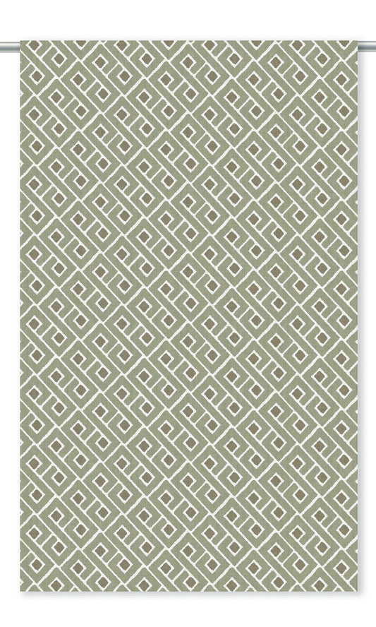 Lattice Check Window Curtains (Sage Green/ Olive Brown)