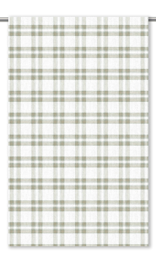 Windowpane Check Home Decor Fabric Sample (Olive Brown/ Beige/ White)