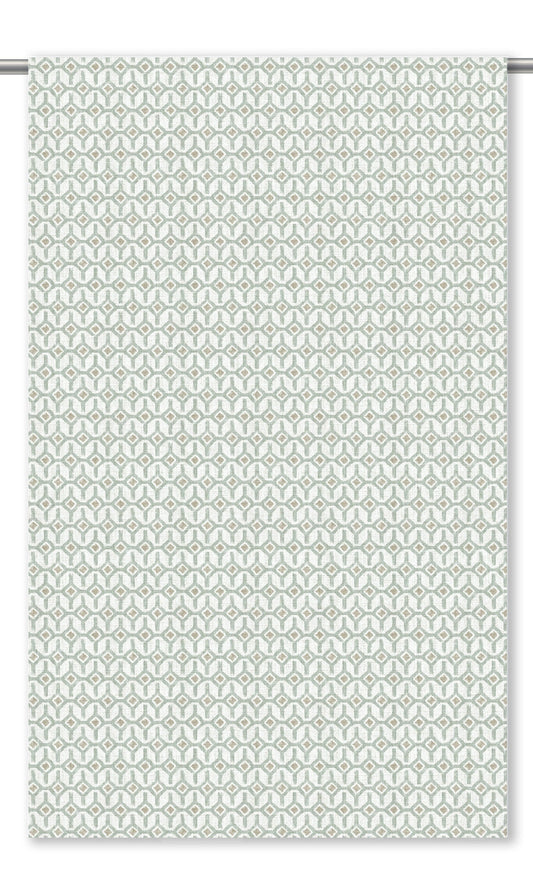 Geometric Trellis Home Decor Fabric Sample (Duck Egg Blue/ White)