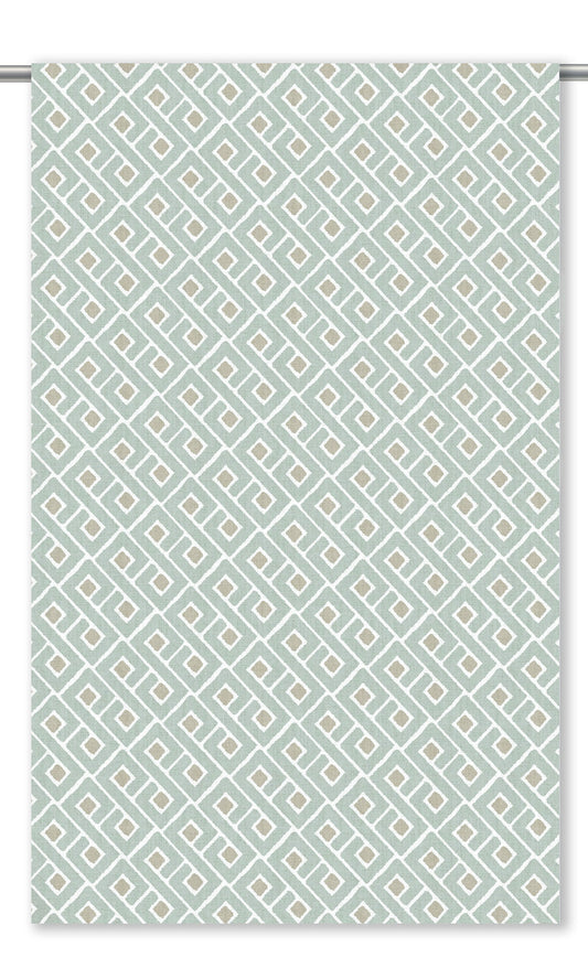 Lattice Check Home Decor Fabric Sample (Powder Blue/ Beige)