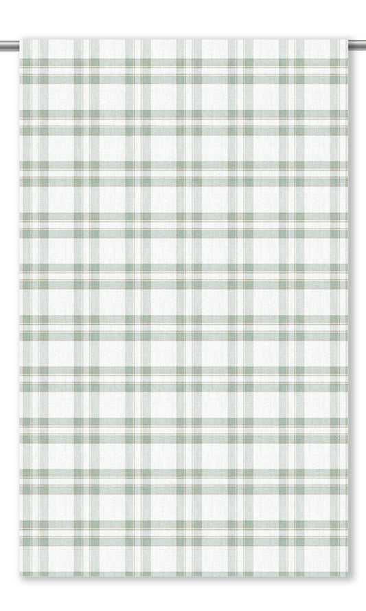 Windowpane Check Home Decor Fabric Sample (Duck Egg Blue/ White)