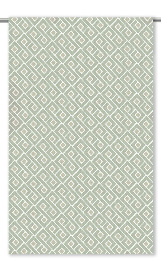 Lattice Check Window Shades (Sage Green/ Beige)