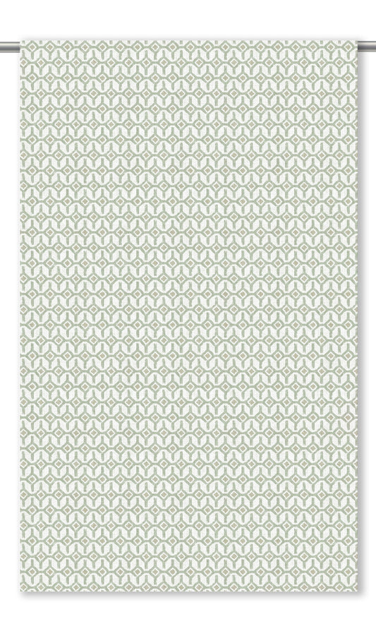 Geometric Trellis Home Decor Fabric By the Yard (Sage Green/ White)
