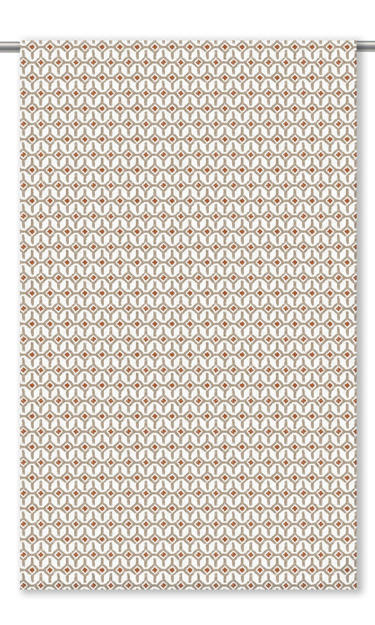 Geometric Trellis Home Decor Fabric Sample (Taupe/ Crimson Red)