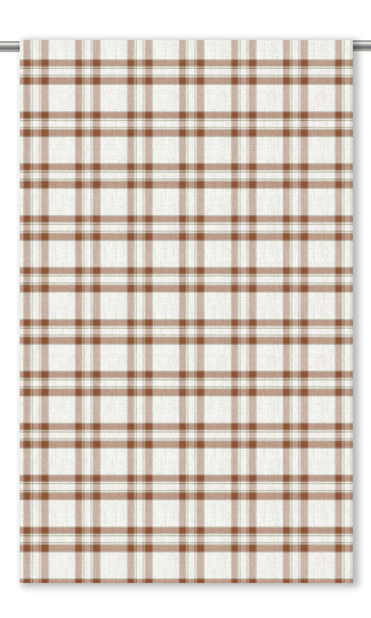 Windowpane Check Home Decor Fabric Sample (Brick Red/ White)