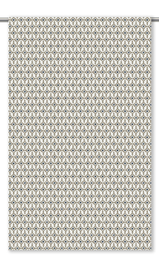 Geometric Trellis Home Decor Fabric Sample (Taupe/ Navy Blue)