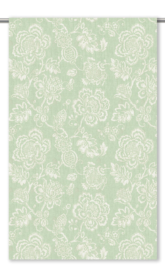 Jacobean Floral Home Decor Fabric By the Yard (Mint Green/ White)