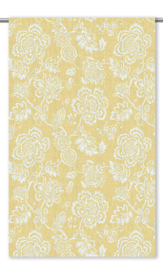 Jacobean Floral Home Decor Fabric By the Yard (Corn Yellow/ White)