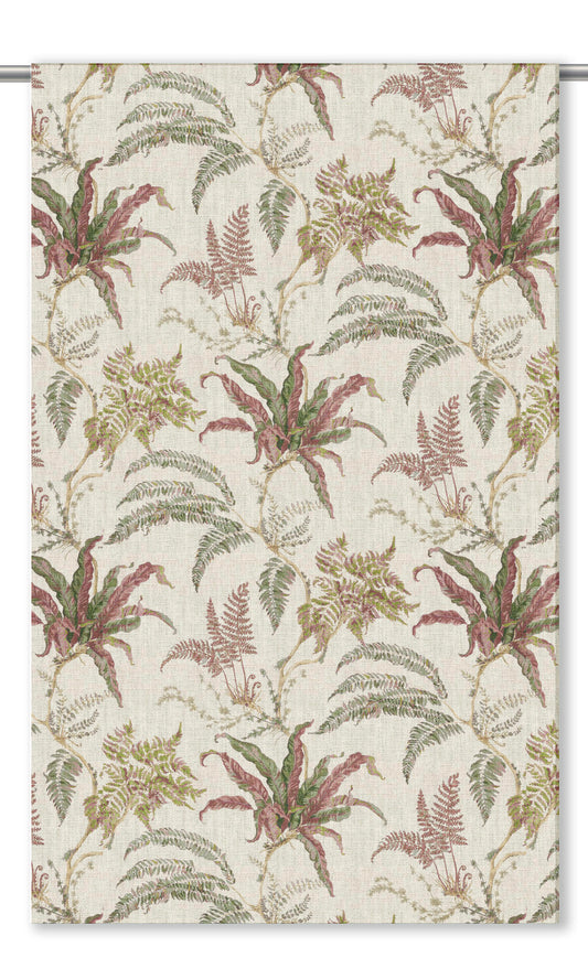 Botanical Home Decor Fabric By the Yard (Beige/ Olive Green/ Red)