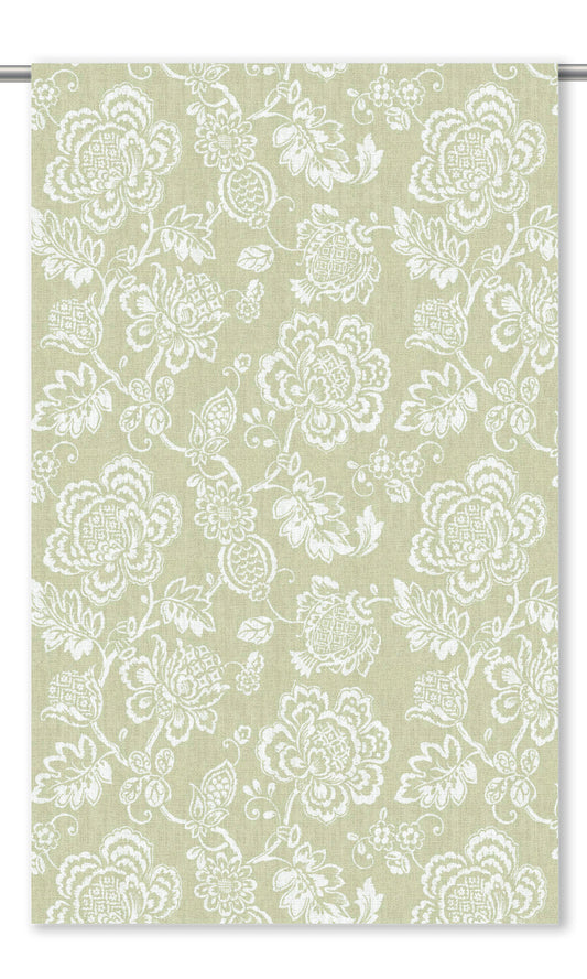 Jacobean Floral Home Decor Fabric By the Yard (Sage Green/ White)