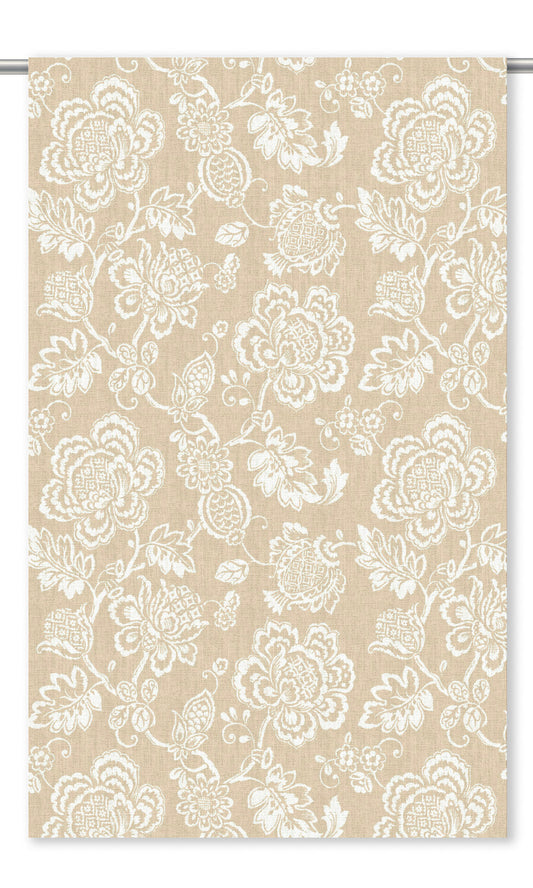 Jacobean Floral Home Decor Fabric By the Yard (Salmon Beige/ White)