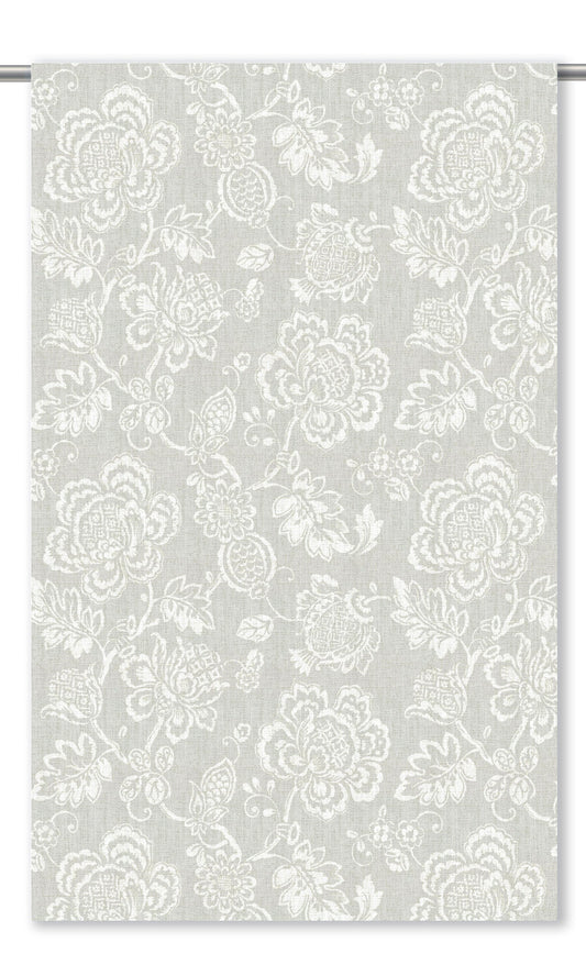 Jacobean Floral Home Decor Fabric By the Yard (Gray/ White)