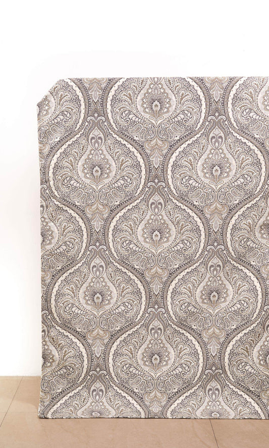 Damask Window Curtains (Gray/ Beige/ Charcoal)