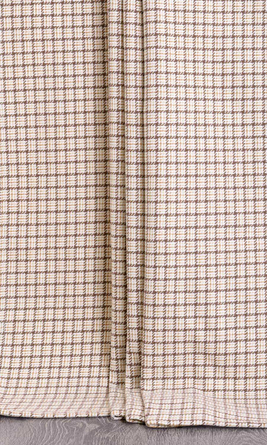 Check Cotton Home Decor Fabric Sample (Brown/ Mocha/ Cream)
