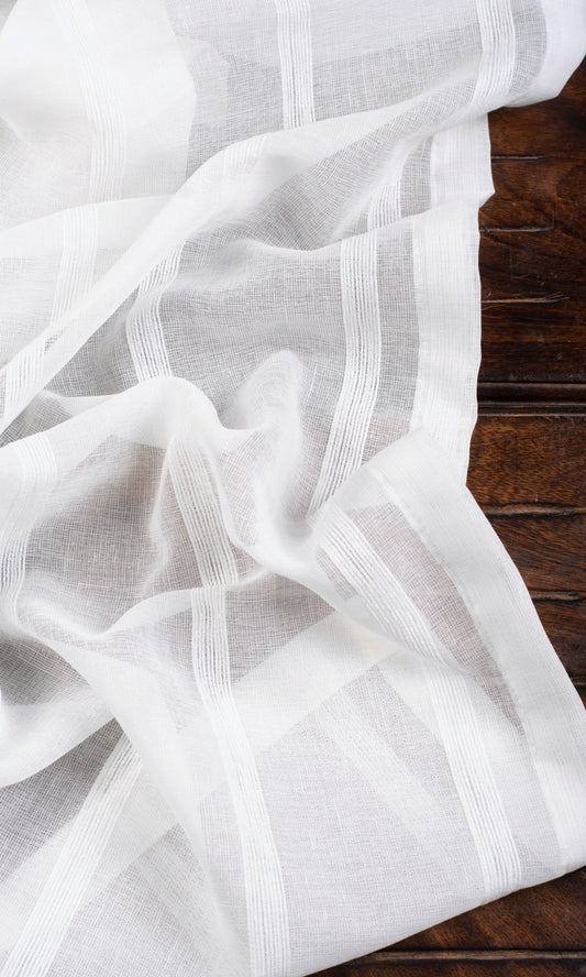 Striped Sheer Home Decor Fabric Sample (White)