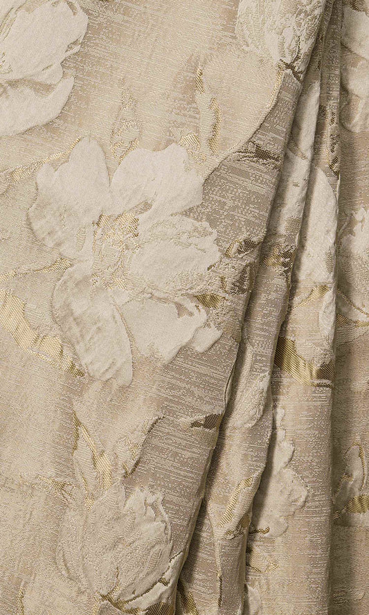 Floral Textured Home Decor Fabric Sample (Beige/ Topaz Gold)