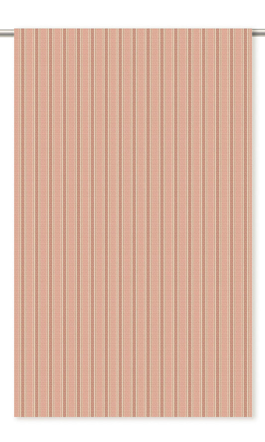 Ticking Stripe Velvet Window Curtains (Pale Rose Pink/ Muted Brown)