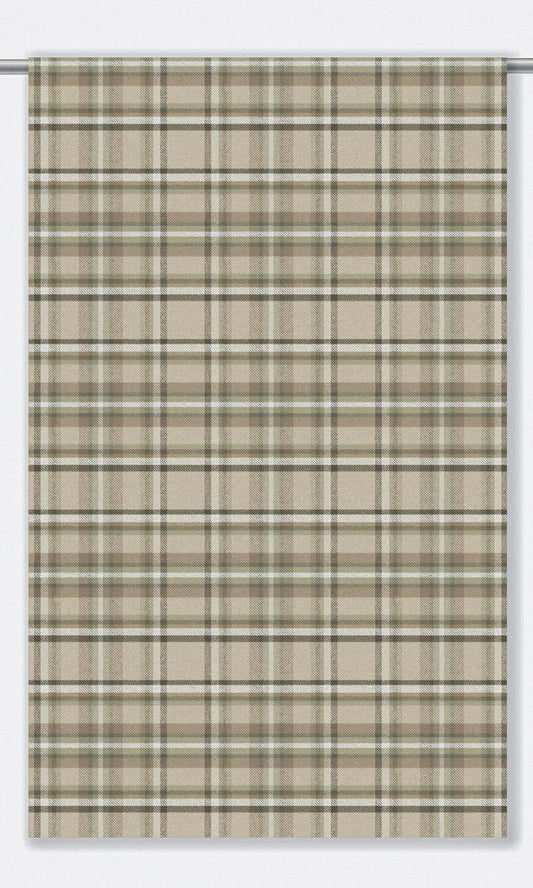 Tweed Plaid Velvet Drapery (Tan/ Cinnamon Brown)