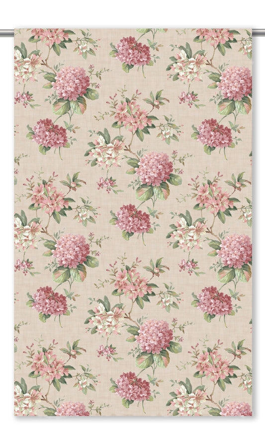 Floral Velvet Window Curtains (Blush Pink/ Rouge/ Pale Green)