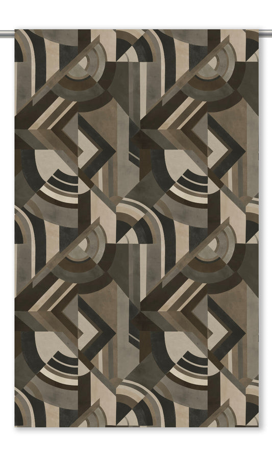 Modern Abstract Velvet Roman Shades (Dark Taupe/ Charcoal Gray)