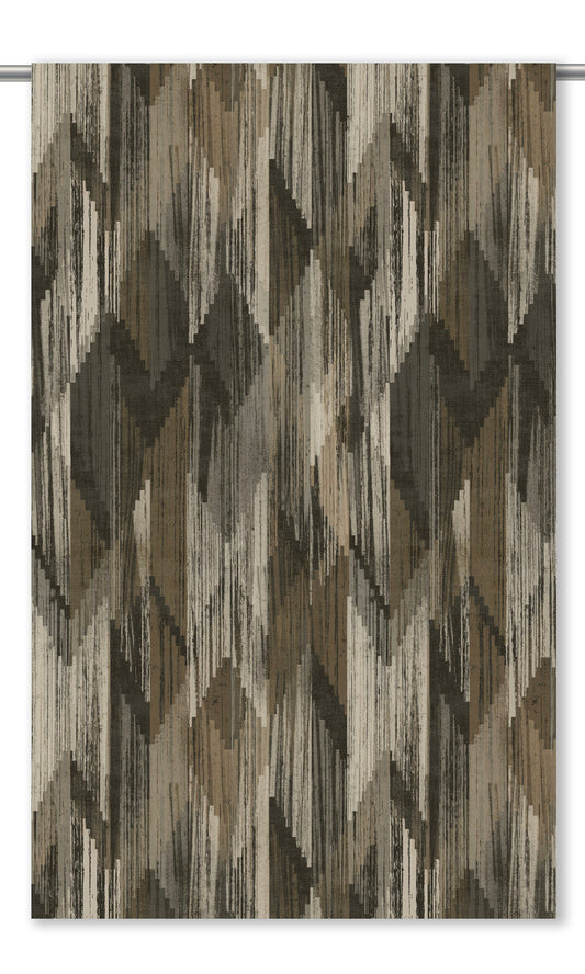 Modern Abstract Velvet Window Curtains (Deep Olive Drab/ Dark Umber)