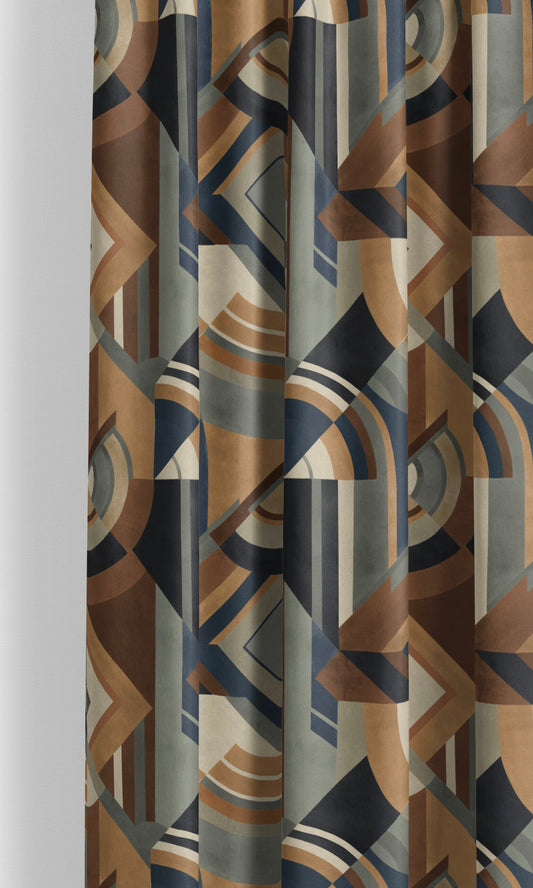 Modern Abstract Velvet Home Decor Fabric Sample (Caramel/ Agave Green/ Mahogany Brown)