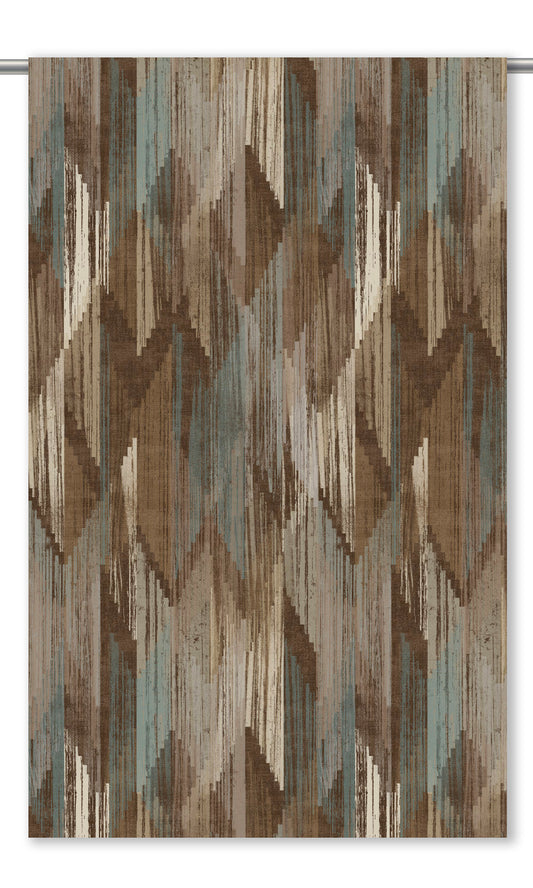 Abstract Chevron Velvet Window Curtains (Espresso Brown/ Taupe/ Moss Gray)